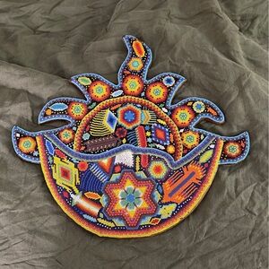 Colorful Beaded Sun and Moon Wall Art